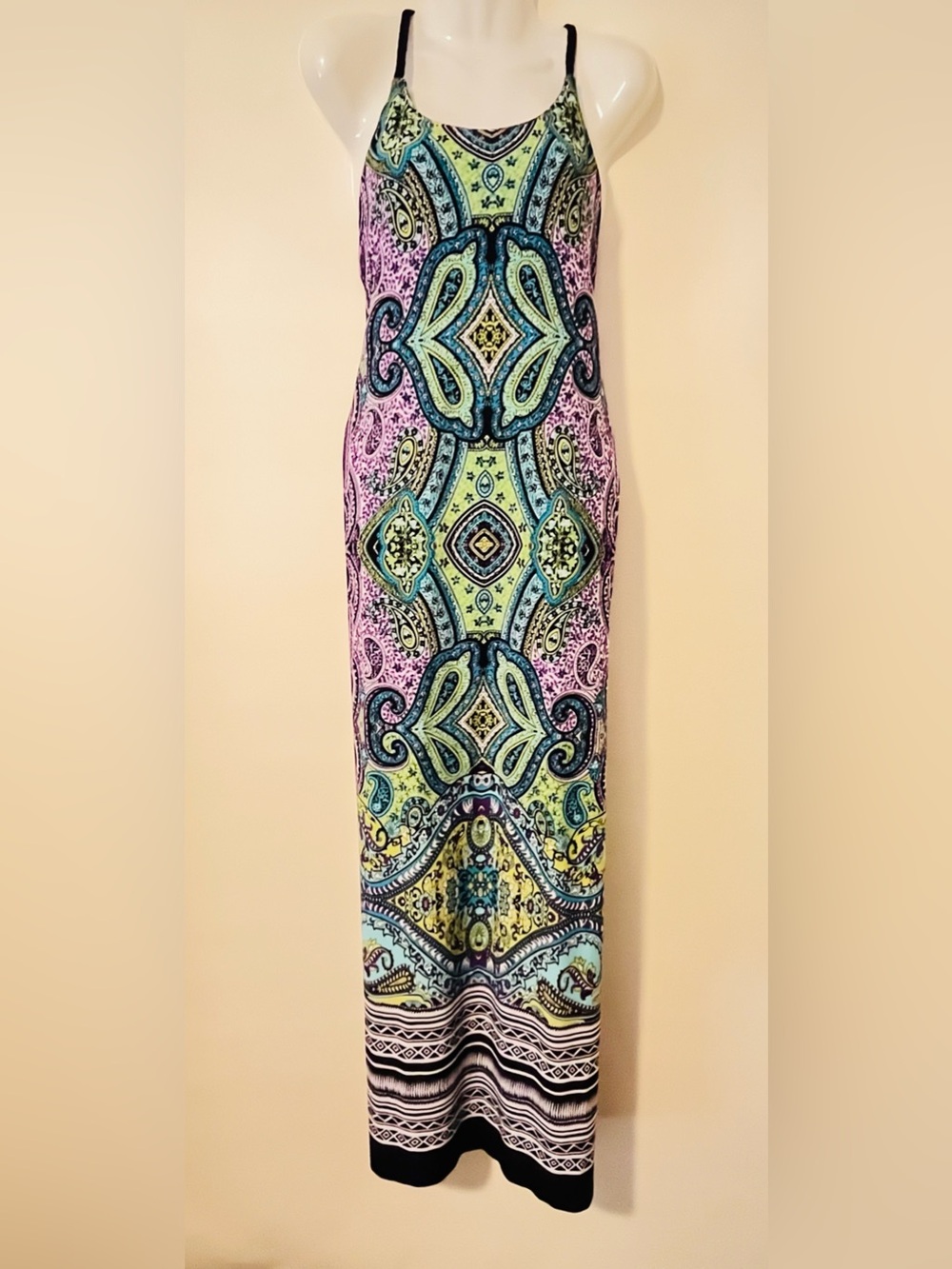 Emma & Michele Women’s Multicolor Paisley Geometric Maxi Dress Size Medium